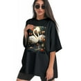 thumbnail image 3 of Plus Size Shirt for Women Black Tops for Women Short Sleeves Shirt for Women Swans T Shirt Crewneck Shirt for Women XL, 3 of 5