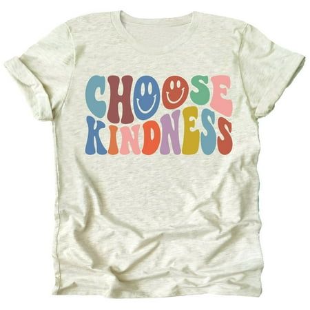 

Olive Loves Apple Choose Kindness Colorful Retro Shirt for Baby Toddler and Kids for Girls Natural Heather Shirt 5-6
