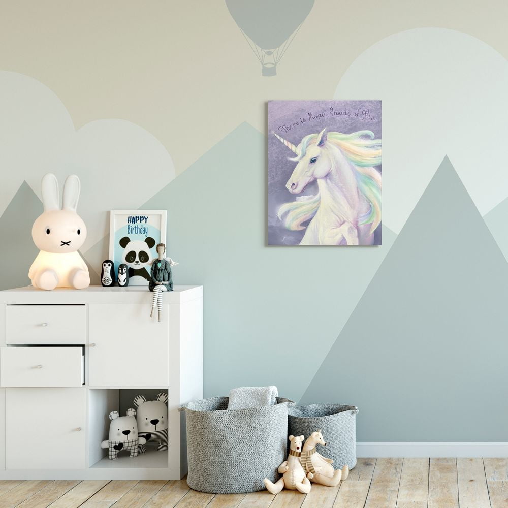 Stupell Industries Magic Inside Of You Inspirational Unicorn Quote Purple Pink Canvas Wall Art Design by Ziwei Li, 24" x 30"