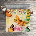 thumbnail image 2 of Ambesonne Colorful Quilted Coverlet 3 Pcs, Murky Grungy Butterfly, King Size, Multicolor, 2 of 2