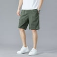 thumbnail image 3 of SWSMCLT Men's Cotton Cargo Shorts Mid Rise Shorts Gym Cargo Elastic Casual Bermuda Walking Shorts Knee Length Pocket Army Green 32, 3 of 4