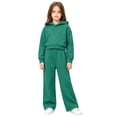 thumbnail image 2 of Girls Boys Classic 2pcs Sweatsuit Fleece Tracksuit Pullover Hooded Sweatshirts and Drawstring Wide Leg Sweatpants Activewear, 2 of 8