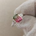 thumbnail image 1 of Doublet Bague en Argent Quartz Octogonale Tourmaline Melon D\'eau Bi Pierre Colorée, 1 of 10