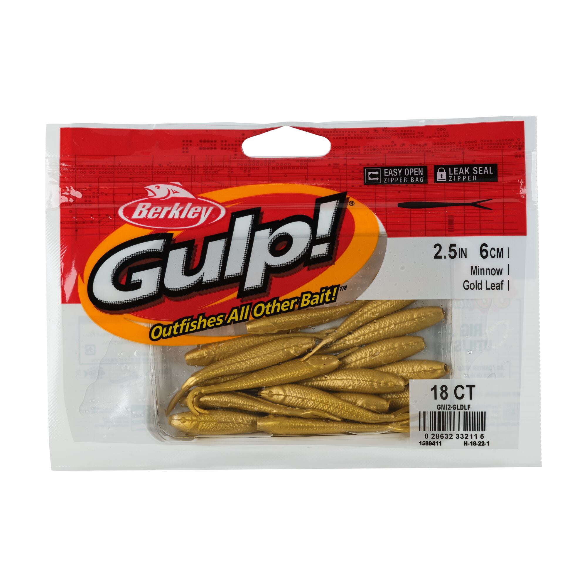 Berkley Gulp!® Minnow, 2.5 in, Minnows, Gold Leaf (18 Count)