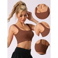 thumbnail image 3 of Unique Bargains Women's Non-Adjustable Straps Lingerie Ribbed Workout Bras M Brown, 3 of 6
