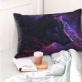 thumbnail image 4 of Goofa Galactic Wolf Stare Print Plush Throw Pillow Case, Soft Velvet with Hidden Zipper, Decorative Cushion Cover for Sofa, Bed, Car, and Home Décor-16"x24", 4 of 6