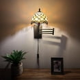 thumbnail image 2 of Tiffany Style Sconce Lamp Plug In Swing Arm Beige Stained Glass Crystal Beans LED Bulb Included 13”W*8”D*15”H, 2 of 7