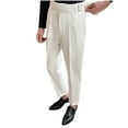 thumbnail image 2 of SSAAVKUY Men's Classic Trendy Naples Italian Style Pants No Belt Required Dress Pants Dress Pants Adjustable Waist Regular Fit Straight Suit Pants White 6, 2 of 3