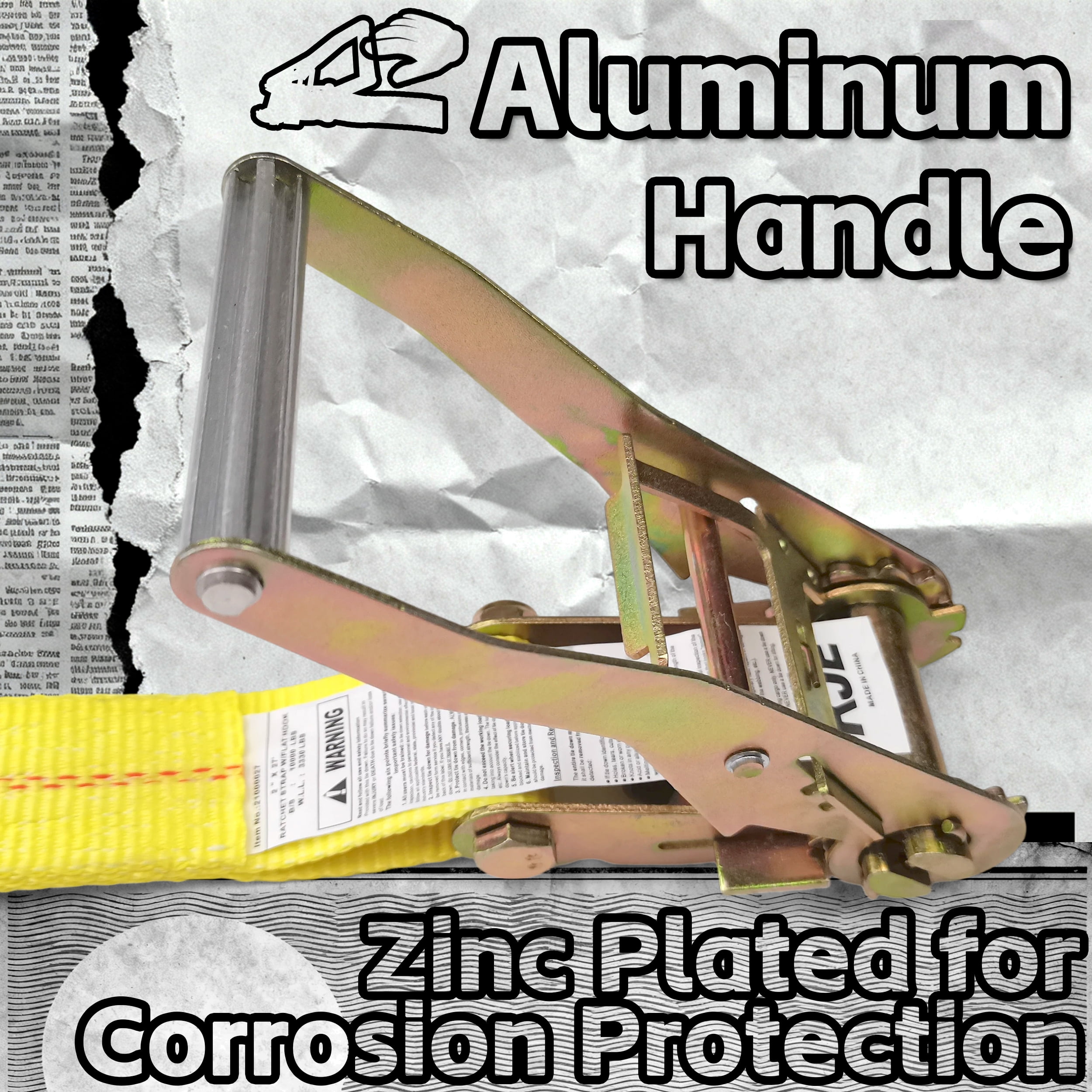 KJE Flat Hook Ratchet Straps 2 Pack, Heavy Duty 2" x 27' Tie Down Straps, 3,333 lb Working Load Limit, Weather Resistant Cargo Straps for Flatbed, Truck, Trailer, Pickup