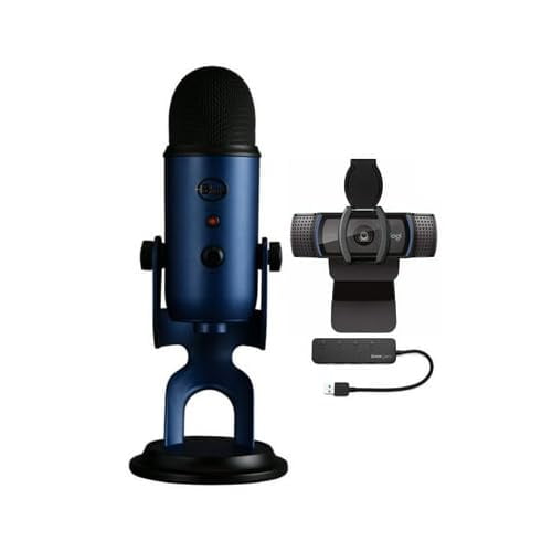 Paquete Logitech Blue Yeti USB Mic Midnight con Cámara Web C920S