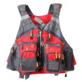 thumbnail image 3 of Chaleco de pesca con mosca ajustable Chaleco de malla ajustable con 13 bolsillos Soporte Gargantilla Cordón Bolsillo trasero con cremallera - rojo Sunnimix Chaleco de pesca con mosca, 3 of 8