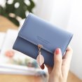 thumbnail image 2 of OUSITAID Wallets for Women Leaf Card Holder Trifold Small Wallets Silm Wallets Zipper Coins Pocket with ID Window, Dark Blue, 2 of 6