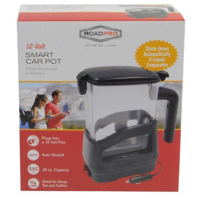 RoadPro 12V 13.5-Ounce Smart Pot II RP5027S - Electric Hot Pot Travel Kettle Tea Portable Water Boiler DC Electric Kettle for Car Truck Van - Clear
