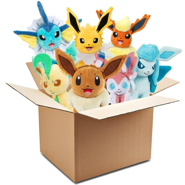 Juego de peluche Pokémon 8 Eevee Evolution Mystery Box, paquete de 2