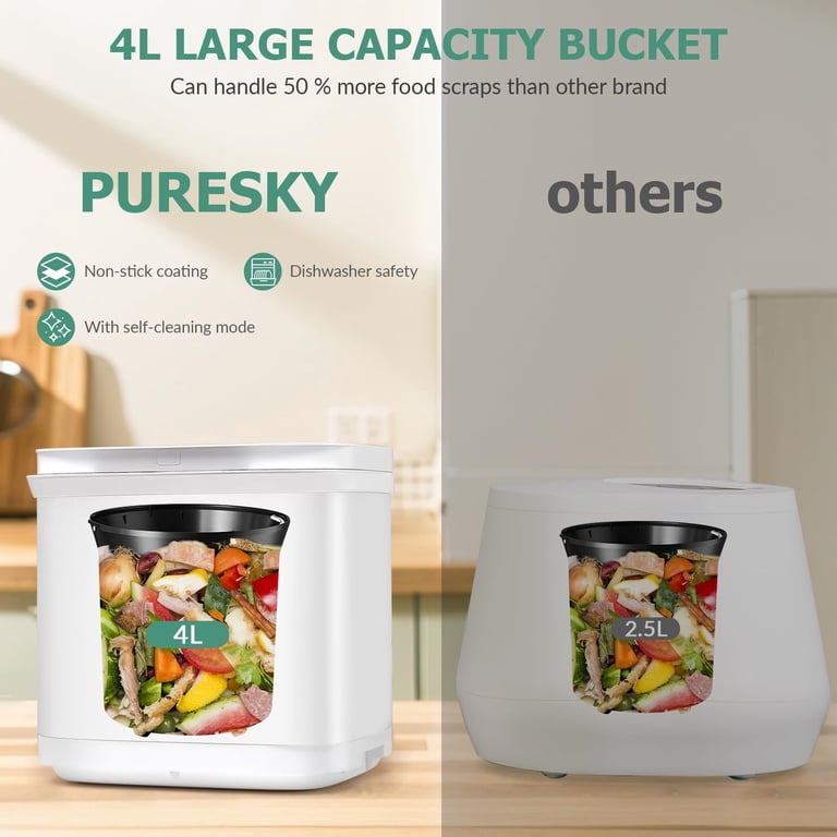 Kitchen Counter Composter Electric Composter Kitchen Compost Bin - 4L Countertop Composter, 5 ...