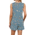 thumbnail image 5 of Iaqnaocc Two Piece Sets for Women Casual Short Sets for Women Vintage Floral Print Square Neck Tank Top and Shorts Summer Outfits Travel Outfits for Women Vacation Outfits for Women Light Blue 3XL, 5 of 5