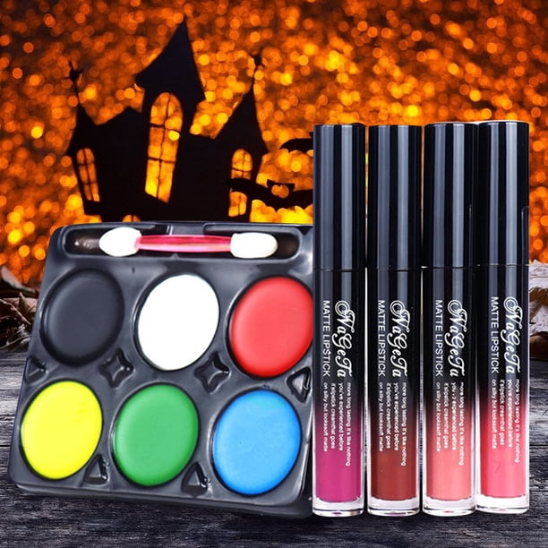 Kit De Pintura Facial Para Niños Y Adultos – 3 Colores Cremosos, No Tóxico Y Fácil De Lavar, Con Pinceles Y Esponjas, Ideal Para Halloween Y Fiestas