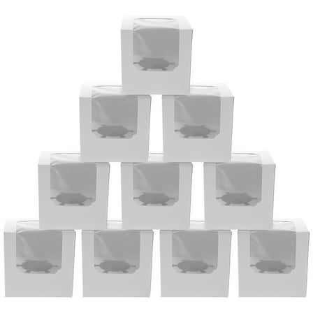PENIKOKO White Cardboard Cupcake Boxes with Window for Party Perfect for Wedding Birthday and Storage Use 20pcs