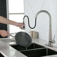 thumbnail image 5 of Kitchen Faucet with Pull Down Sprayer Brushed Nickel, High Arc Single Handle Kitchen Sink Faucet with Deck Plate, Commercial Modern Stainless Steel Kitchen Faucets, 5 of 12