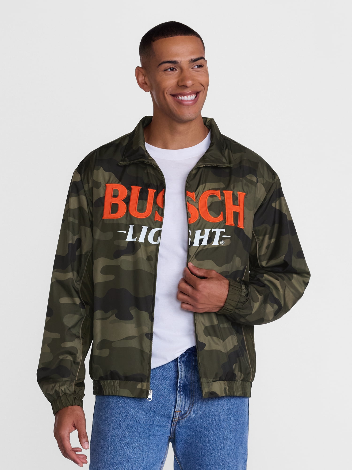 Busch Light Men's Graphic Windbreaker Jacket with Long Sleeves, Sizes S-3XL