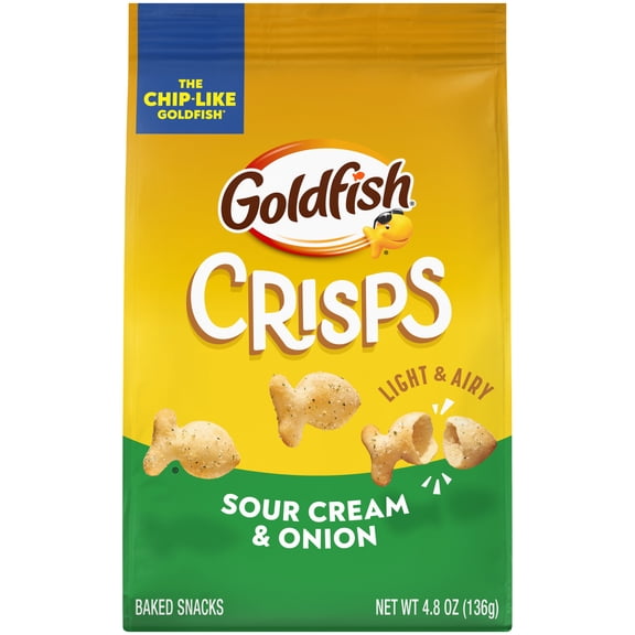 Goldfish Crisps Sour Cream & Onion Baked Chip Crackers, 4.8 Oz Bag