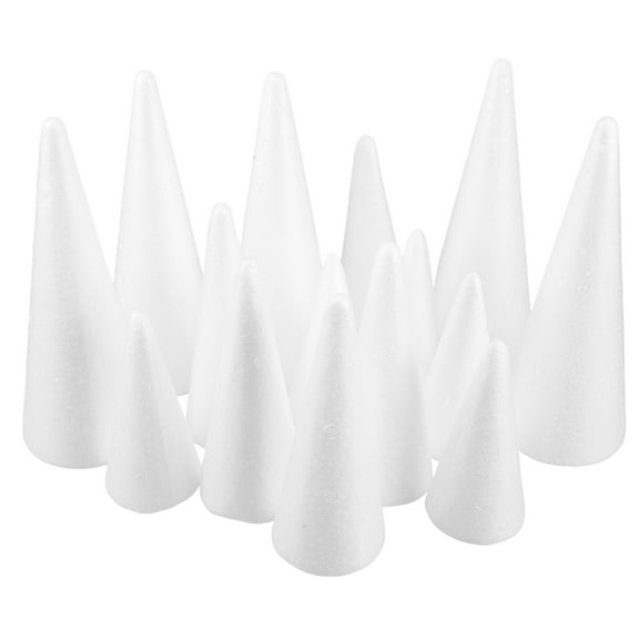 Moluckfu 15Pcs Decorative Foams Cones for Craft Supplies and DIY Christmas Projects