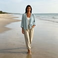 thumbnail image 7 of Yyeselk Women's 3/4 Sleeve Cotton Linen Cardigan Button Down Open Front Lightweight Casual Baggy Cardigans Gray XXL, 7 of 7