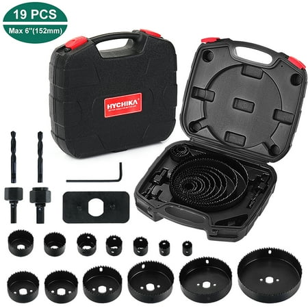 

HYCHIKA 19-Piece Hole Saw Kit with 3/4 -6 (19-152mm) Saw Blades for Soft Wood Plywood Drywall PVC