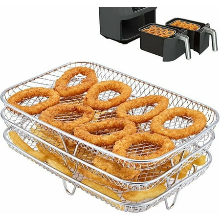 

Air Fryer Rack Multifunction Three Layer Stackable Compatible with NINJA Foodi Dual Zone Oil-Free Fryer [AF400EU]/[AF300EU] Air Fryer Accessory