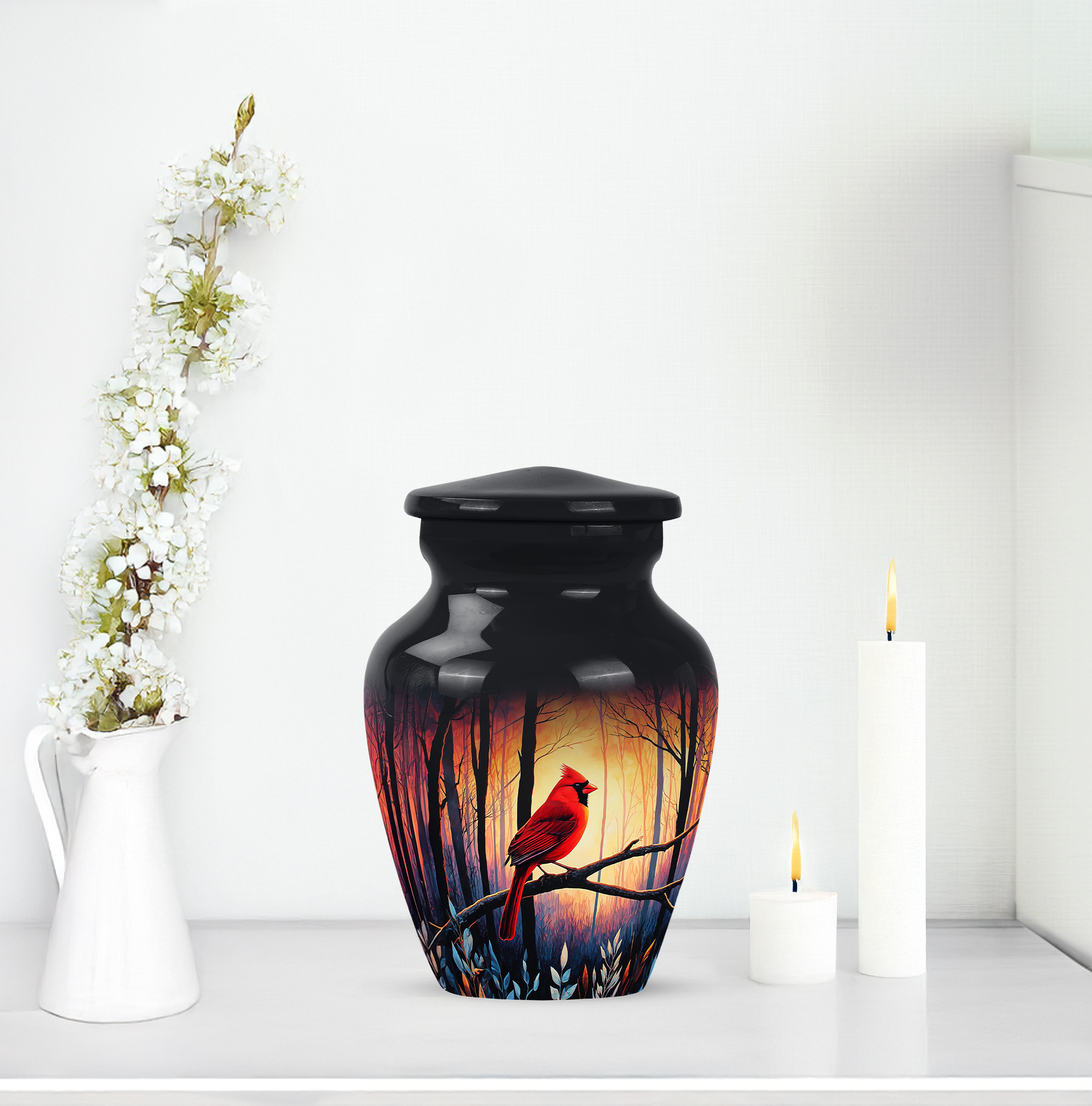 SABURIAL Cardinal Decorative Urns for Ash - Memorial Urns - 3 Inch - Pack of 1 - Cremation Keepsakes for Ashes - Ash Keepsake for Human - Small Urn for Human Ashes