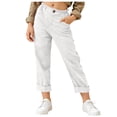 thumbnail image 2 of Fatuov Linen Capri Pants for Kids Girls Summer Straight Leg High Waisted Back to School Cropped Trouser Trendy Casual Pant for Vacation, Beach 9-10 Years, 2 of 5