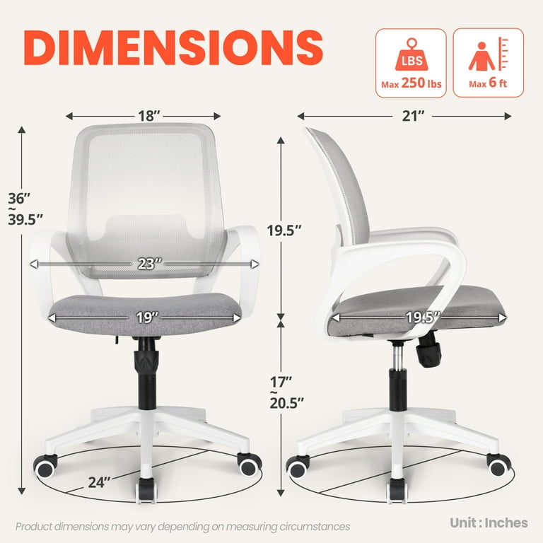 Neo Chair Ergonomic Office Chair, Lumbar Support, Mesh Mid-Back
