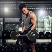 Philosophy Gym Rubber Fixed Barbell, 70 LB Pre-Loaded Weight Straight Bar for Strength Training & Weightlifting