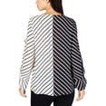 thumbnail image 2 of Alfani Womens Contrast Pullover Blouse, Black, Medium, 2 of 3
