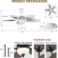 thumbnail image 4 of PHORUS 50" Tropical Ceiling Fan with Light and Remote/APP, Outdoor Waterproof Palm Leaf Ceiling Fan, 6 Speeds Quiet DC Motor, Wet Rated for Patio, Porch, Dark Brown, 4 of 10