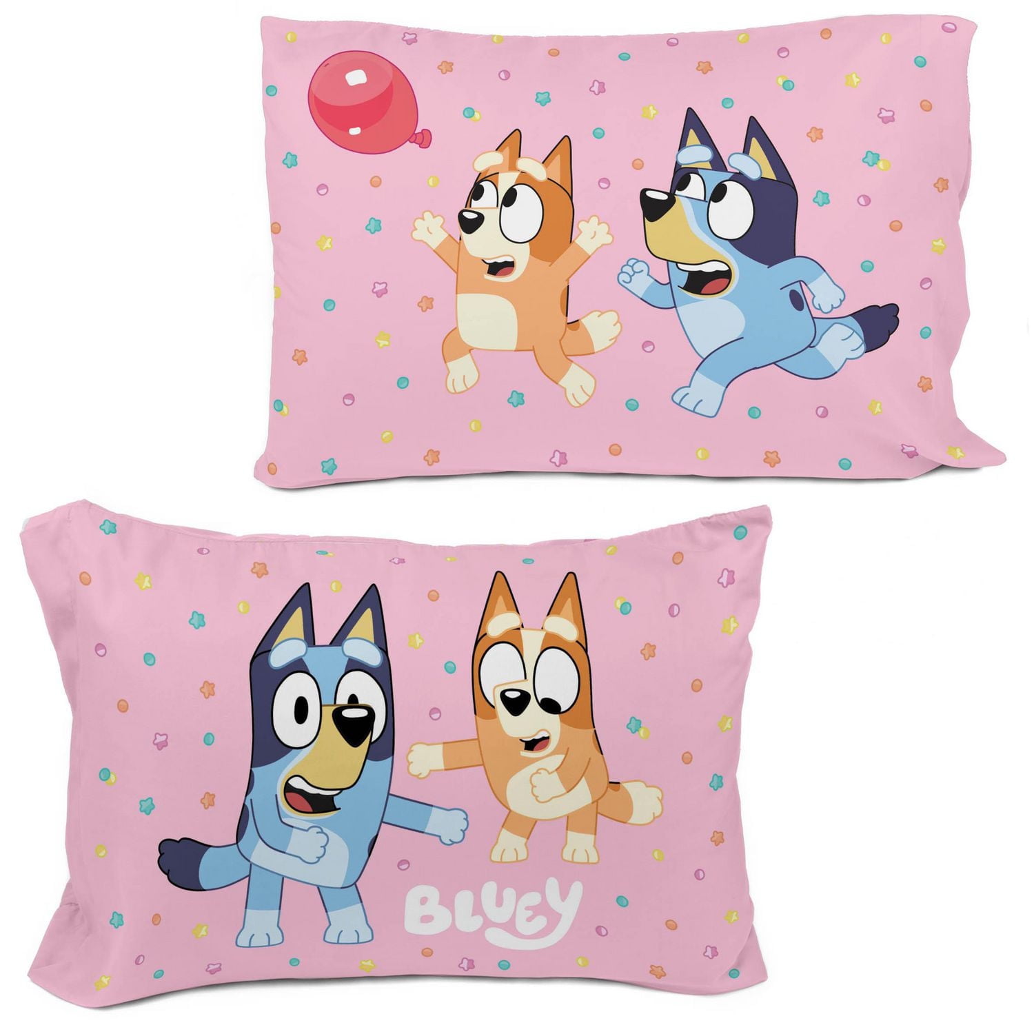 Bluey 'Balloon Party' Kids 4-Piece Full Sheet Set, 100% Polyester, Pink