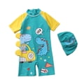 thumbnail image 5 of JAJAHO One Piece Swimsuits Boys Bathing Suit With Matching Swim Cap Cartoon Dinosaur Printed Toddler 2 Piece Set Kids 1-6 Years Cozy Swimwear, 5 of 5