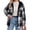 Black Plaid, variant on Womens Plus Size Plaid Jacket Button Down Hooded Fleece Jackets Fall Winter Coat with Pockets