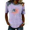 thumbnail image 2 of Womens 4th of July Shirts 250 Anniversary USA Graphic Tee American Flag Print Crewneck Patriotic Summer Festival Top, 2 of 4