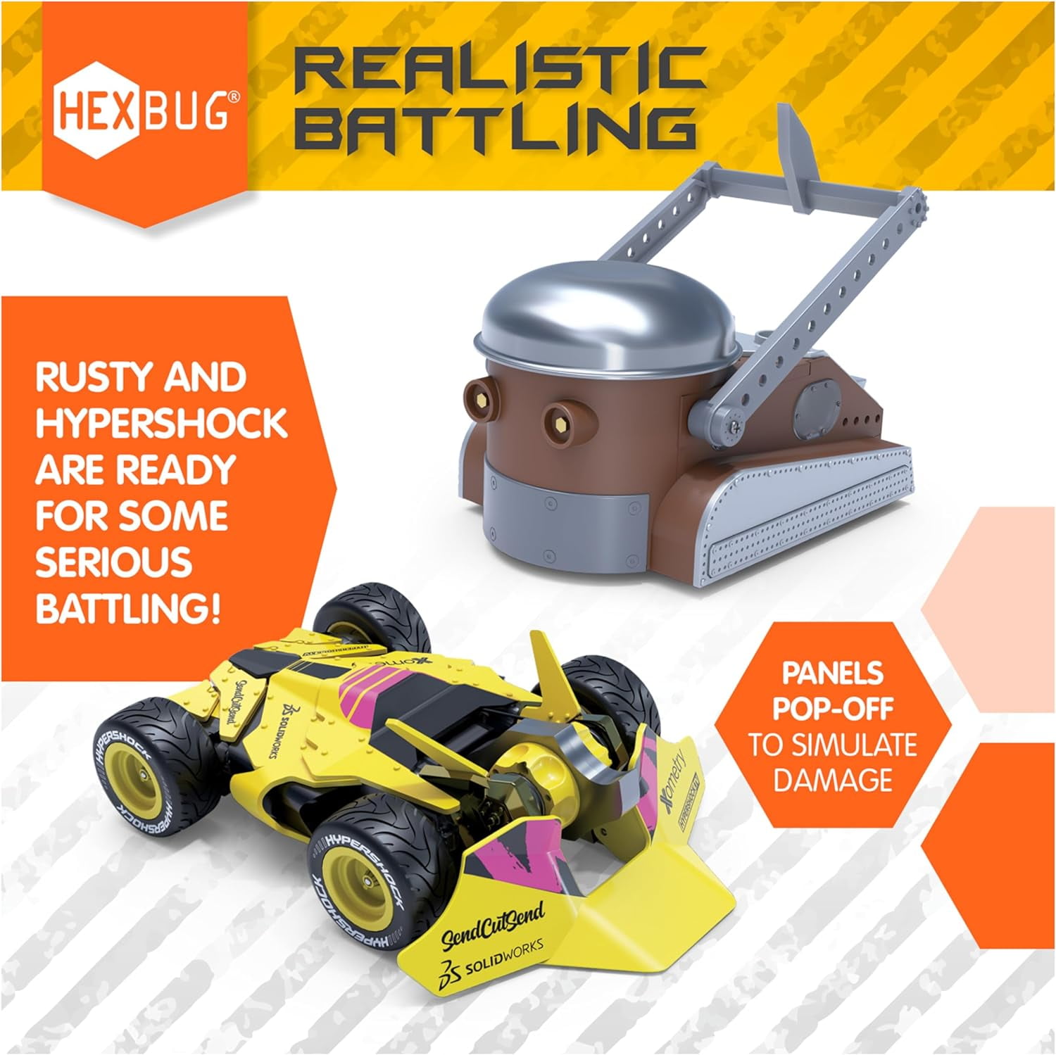 HEXBUG BattleBots Rivals 6.0 Rusty and Hypershock, Remote Control Robot