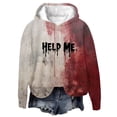 thumbnail image 3 of WXLWZYWL Womens Oversized Hoodies Sweatshirts Long Sleeve Halloween Bloody Printed Drawstring Sweatshirts Fall Tops, 3 of 3