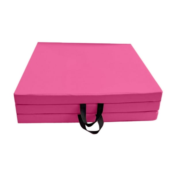 Esterilla de ejercicios plegable de tres pliegues, esterilla de gimnasia para entrenamiento, fácil de guardar y para estiramientos. Rosa rosa
