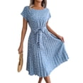 thumbnail image 3 of Coduop Women's Summer Casual Boho Dress Floral Print Short Sleeve High Waist Midi Beach Dresses, 3 of 7