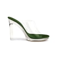 thumbnail image 3 of BLISSFUL STEP Sandales pour Femmes à Talons Blocs, Sandales à Plateforme Transparente, Vert Armée 6, 3 of 7