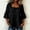 Black, variant on DuoJiaJ Womens 3/4 Sleeve Top, Square Neck with Lace Solid Summer Blouse Black L