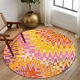 thumbnail image 3 of Round Area Rug 7 Ft, Yellow Orange Pink Washable Non-Slip Circle Carpet for Living Room/Bedroom, Modern Funny Illusion Abstract Art Low-Profile Large Runner Mat Collection Rugs for Indoor, 3 of 7