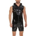 thumbnail image 2 of Men Sexy Leather Tank Top, Shiny PVC Leather, Hoodies Shirts Sleeveless, Male Glossy Leather Vest, 2 of 7