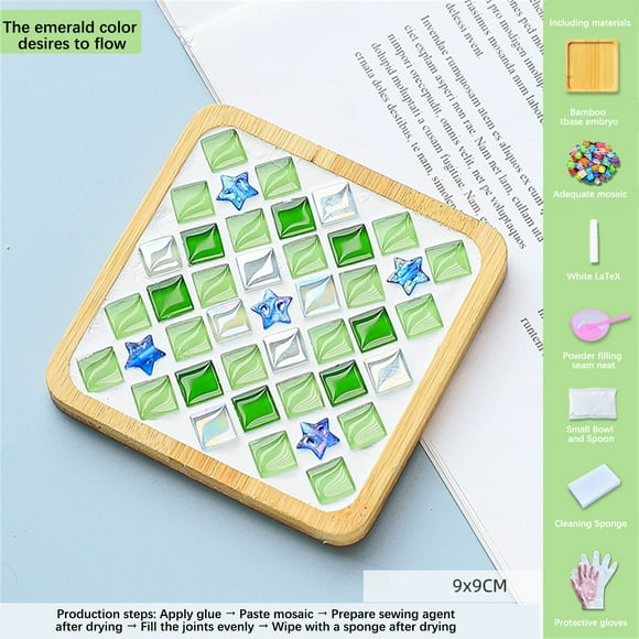 ZZwxWA Deals Crafts Mosaicss Tile Set Wooden Cup Mats Mixed Color Mosaicss Set Crafts Pack 6ml