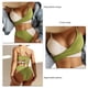thumbnail image 5 of Traje de baño de bikini Bloque de color Cruzado Lazo Espalda Cintura alta Mujeres Trajes de baño de 2 piezas para playa Piscina Verde claro S, 5 of 5