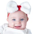 thumbnail image 2 of Wyobmus Baby Girls Bow Headband for 0-3Y Christmas Furry Bow Headband Toddler Kids Girl Nylon Seamless Head Wrap B-White*, 2 of 4